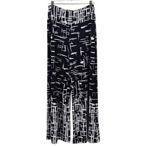 Compli K Navy & White White Abstract Print Wide Leg Palazzo‎ Lounge Pants